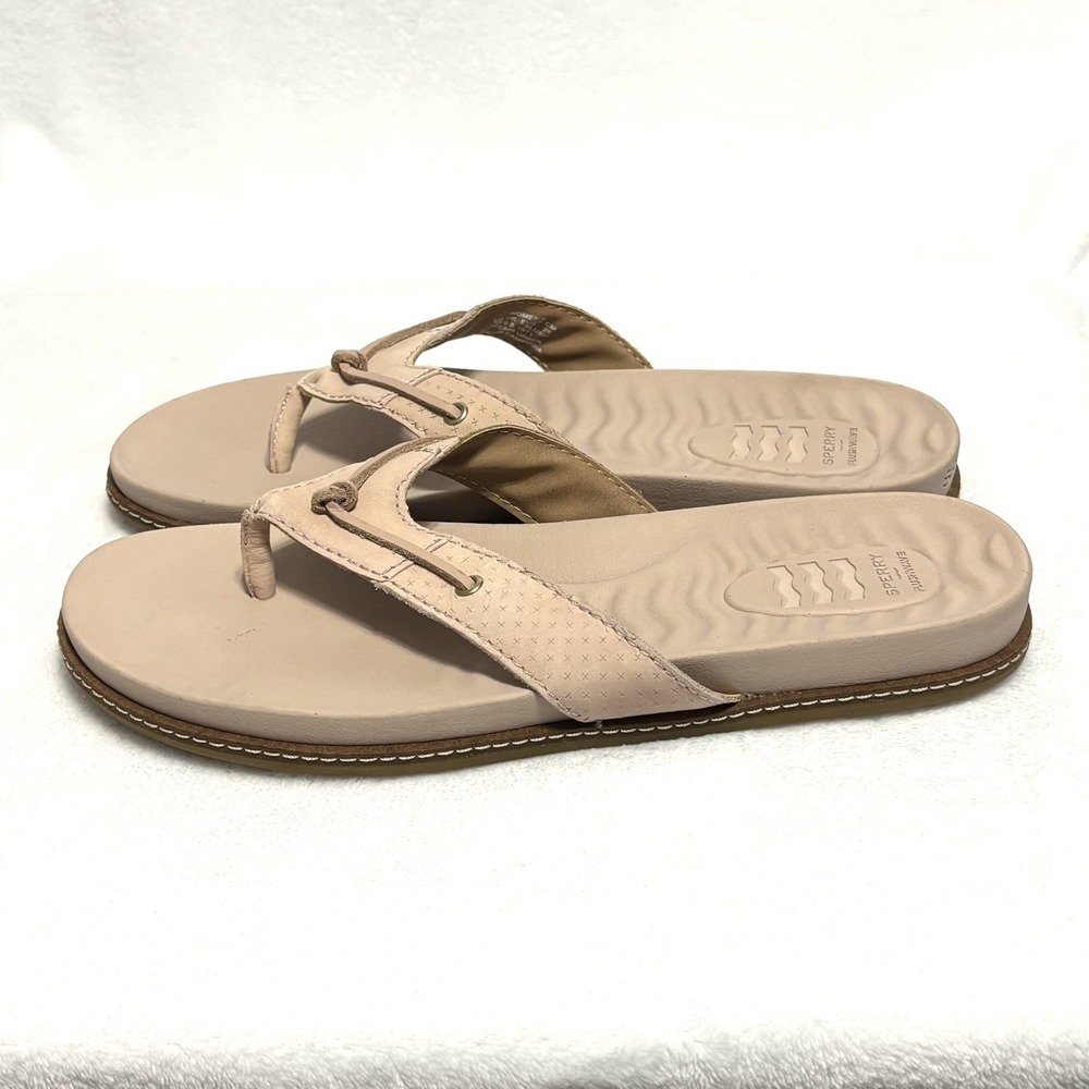 Sperry Top-Sider Leather Flip Flop Sandals Women's 11 Blush Pink Thong EUC